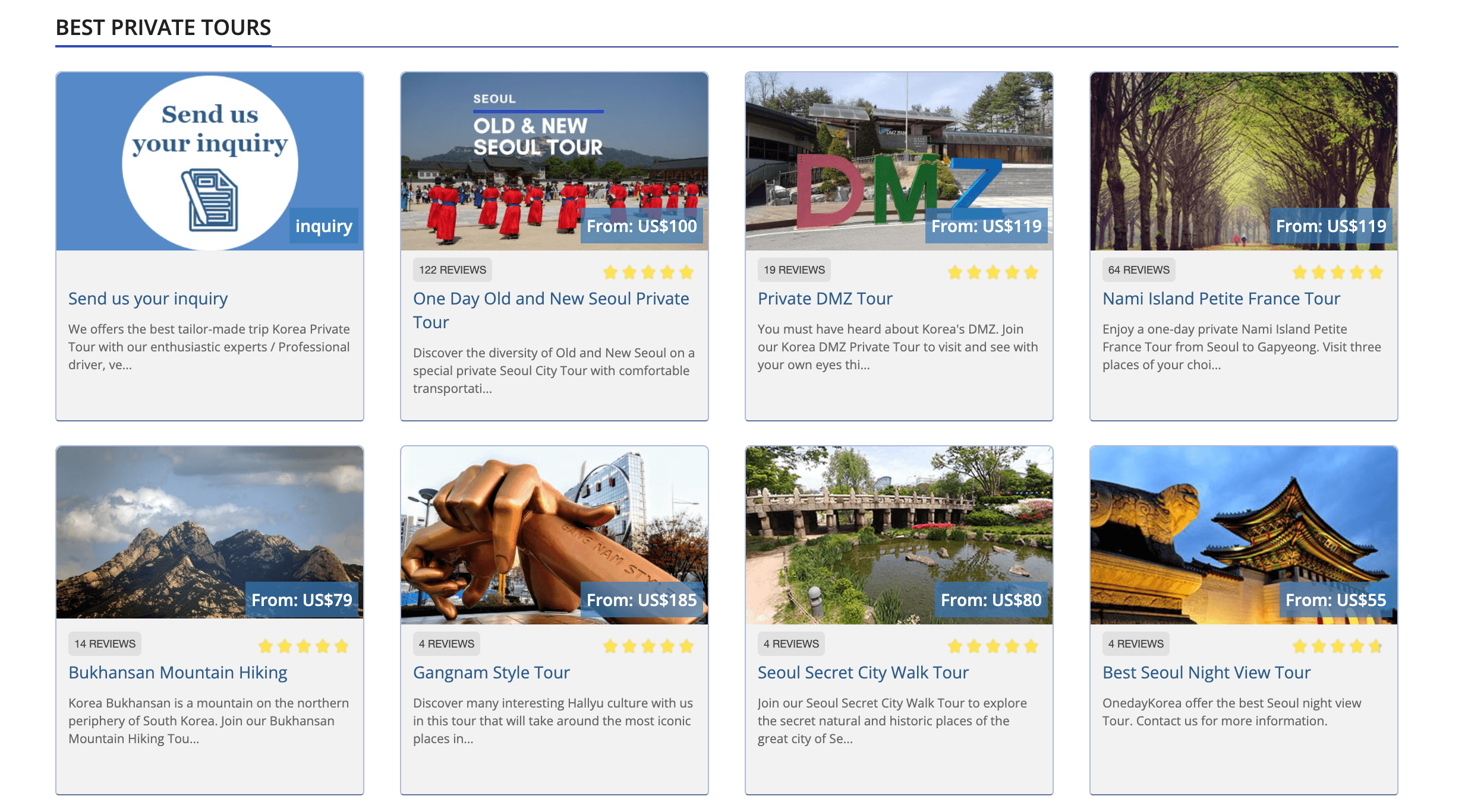 OnedayKorea Best Private Tours - Seoul, DMZ, Nami Island and more